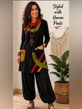 #1018 Leopards & Roses Nepal Artisan Tunic Dress